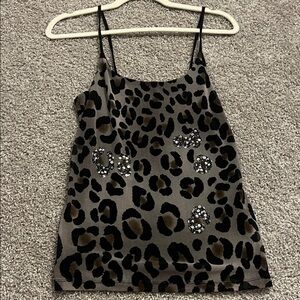 Vintage night tank top leopard print and sequins